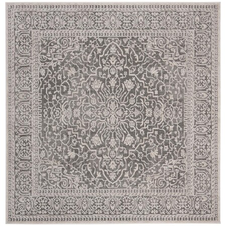 Safavieh 3 x 3 ft. Reflection Power Loomed Square Area Rug Dark Grey & Cream RFT670B-3SQ
